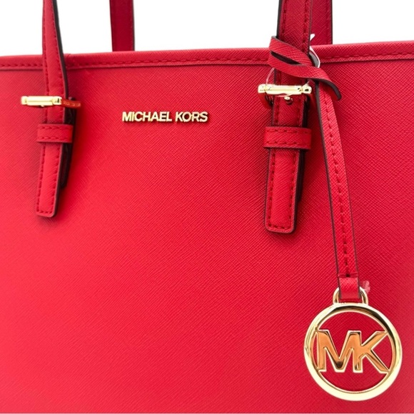 Michael Kors Jet Set Travel Extra-Small Top Zip Tote Bag Red - Picture 3 of 11